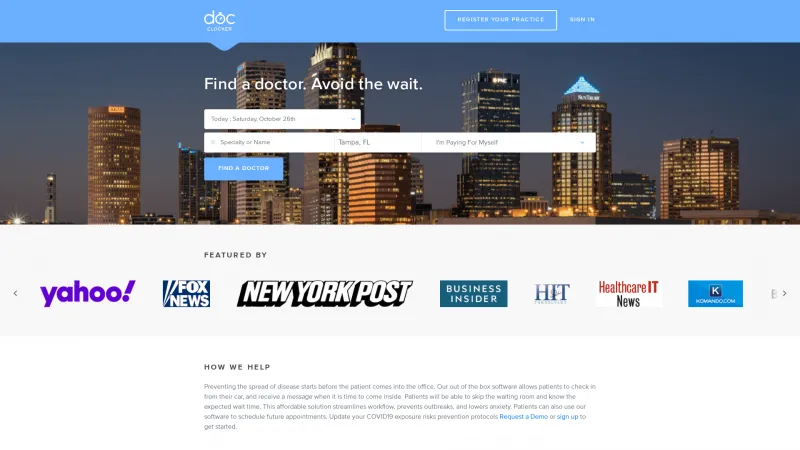 Homepage of DocClocker