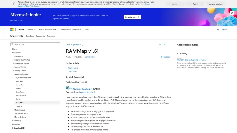 Homepage of RAMMap