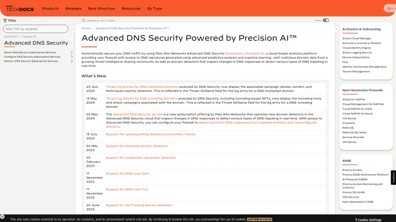 Homepage of Palo Alto Networks DNS Security Service