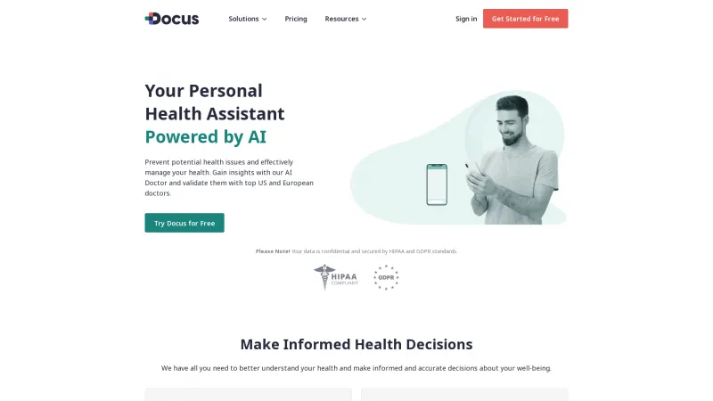 Homepage of Docus