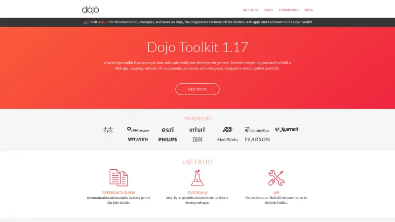 Homepage of Dojo Toolkit