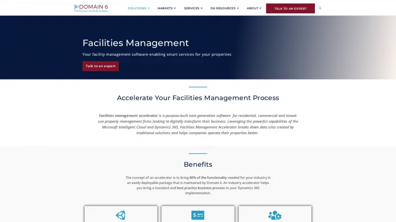 Homepage of Domain 6 Facilities Management Accelerator