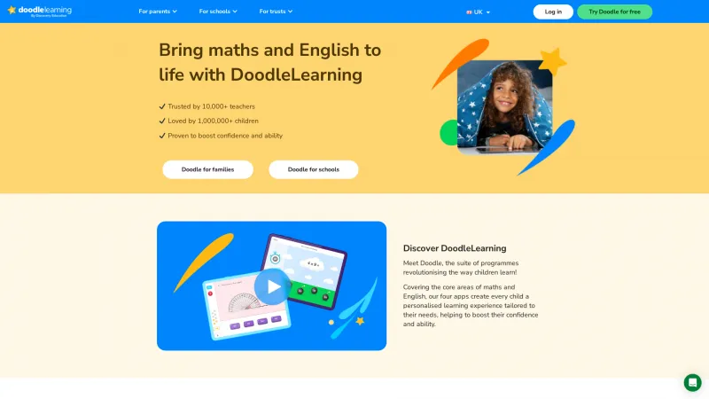 Homepage of DoodleLearning