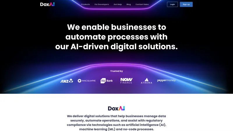 Homepage of DoxAI