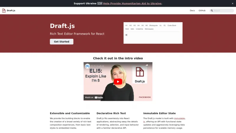 Homepage of Draft.js