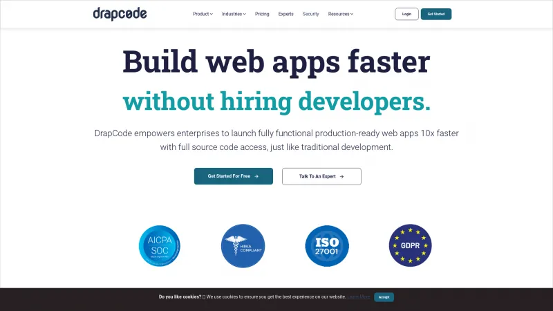 Homepage of DrapCode