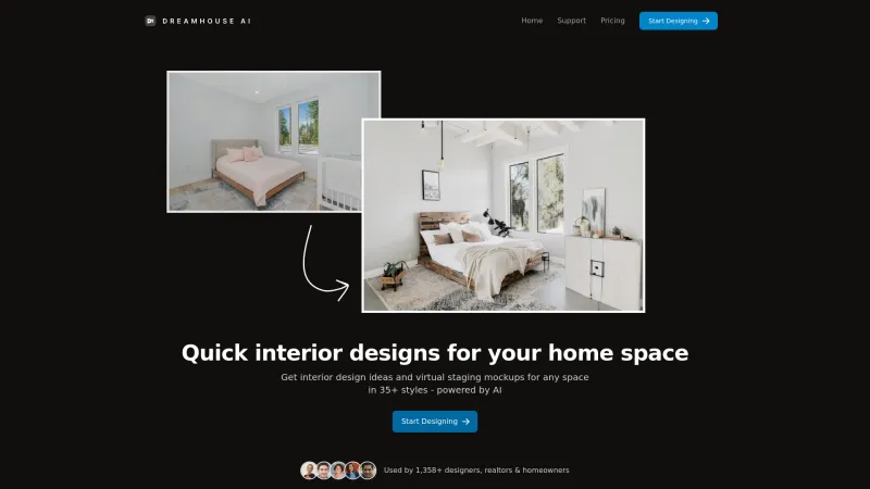 Homepage of Dreamhouse AI