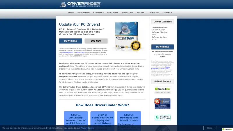 Homepage of DriverFinder