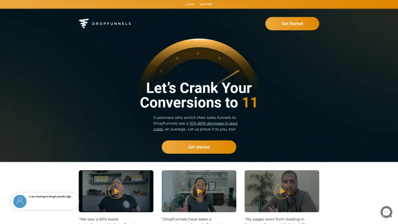 Homepage of DropFunnels