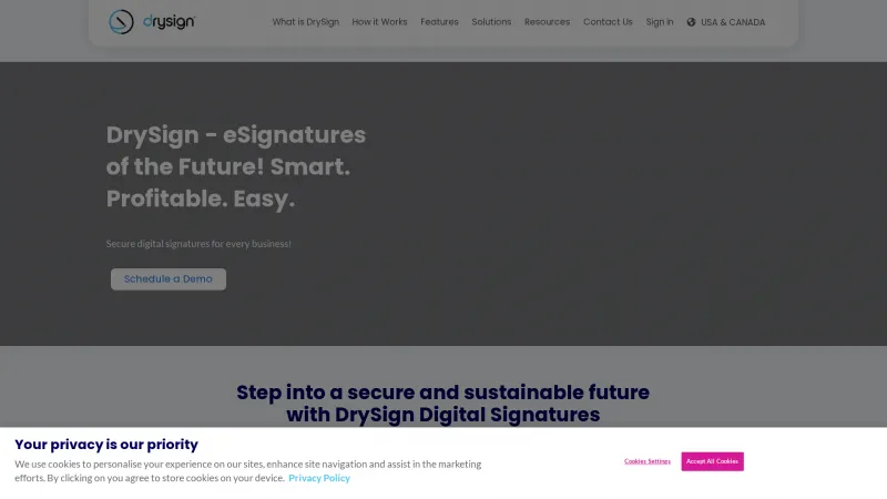 Homepage of DrySign