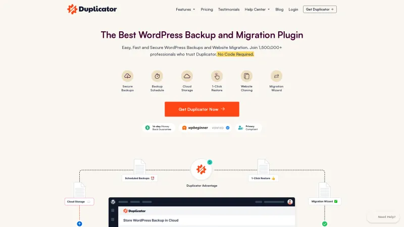 Homepage of Duplicator