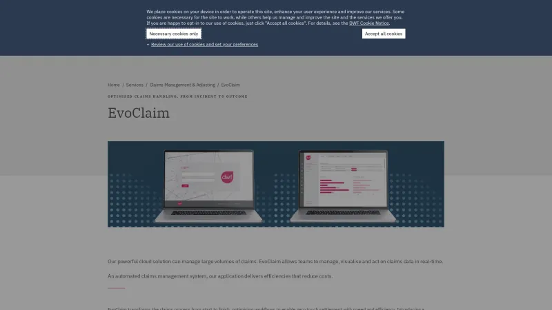 Homepage of EvoClaim