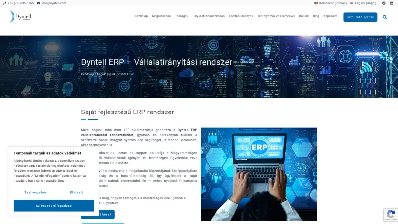 Homepage of Dyntell ERP