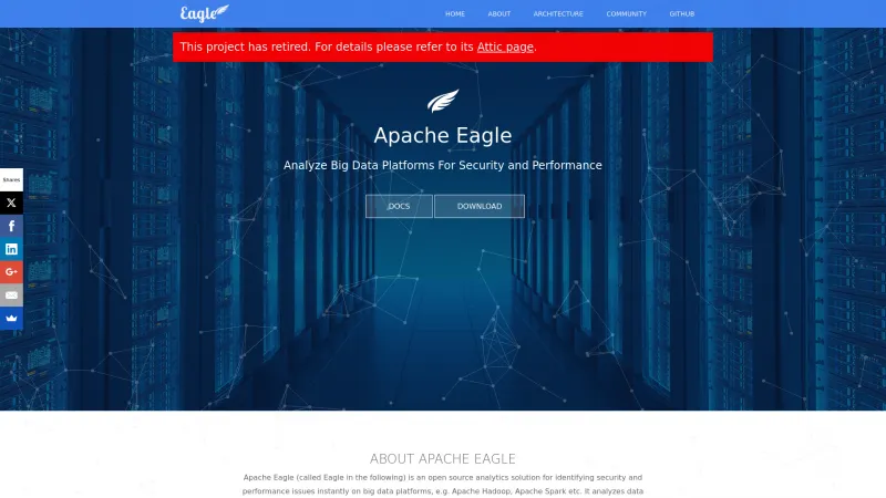 Homepage of Apache Eagle