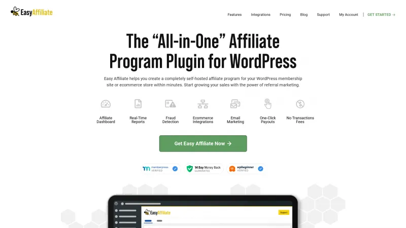 Homepage of Easy Affiliate