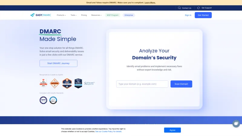 Homepage of EasyDMARC