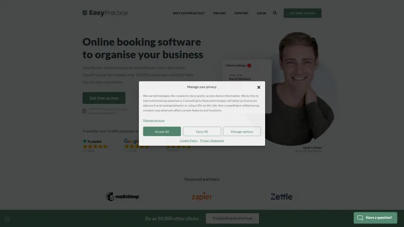 Homepage of EasyPractice