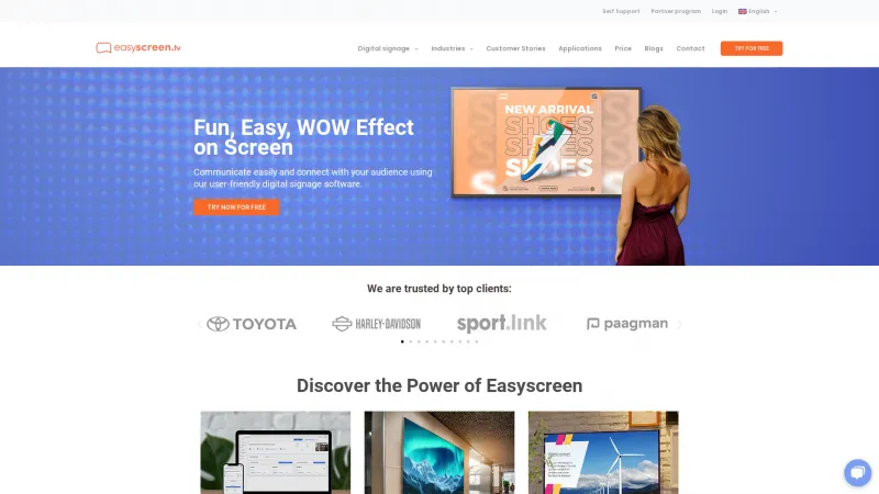 Homepage of Easyscreen