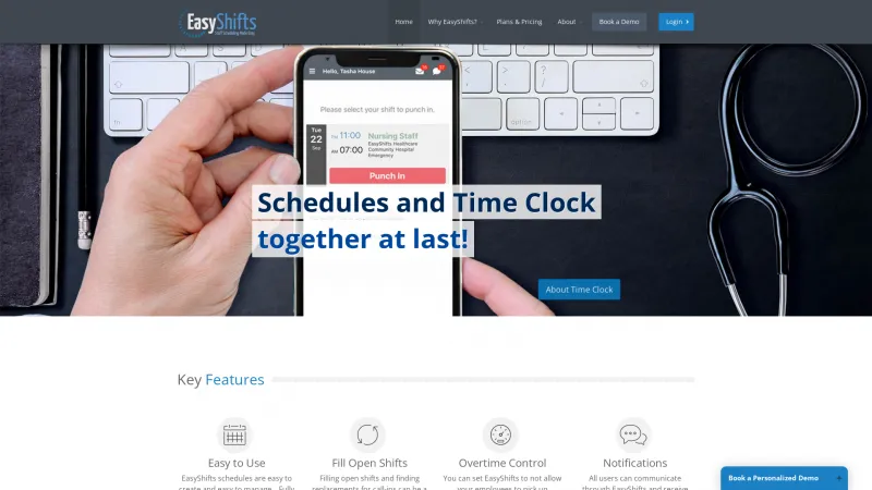 Homepage of EasyShifts