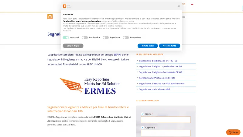 Homepage of ERMES: Easy Reporting Matrix basEd Solution