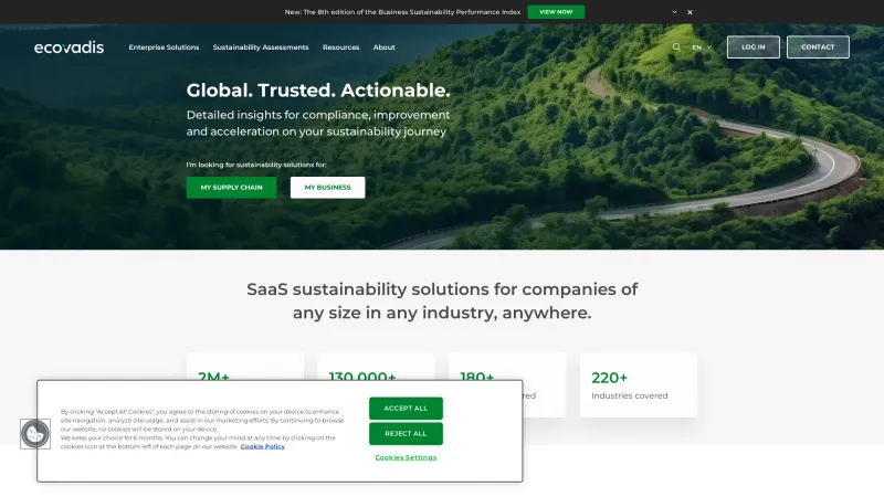 Homepage of EcoVadis