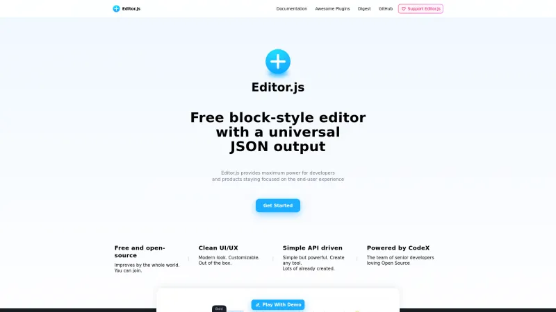 Homepage of Editor.js