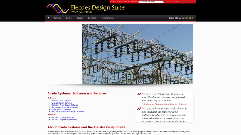 Homepage of Elecdes Design Suite