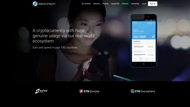 Homepage of Electroneum