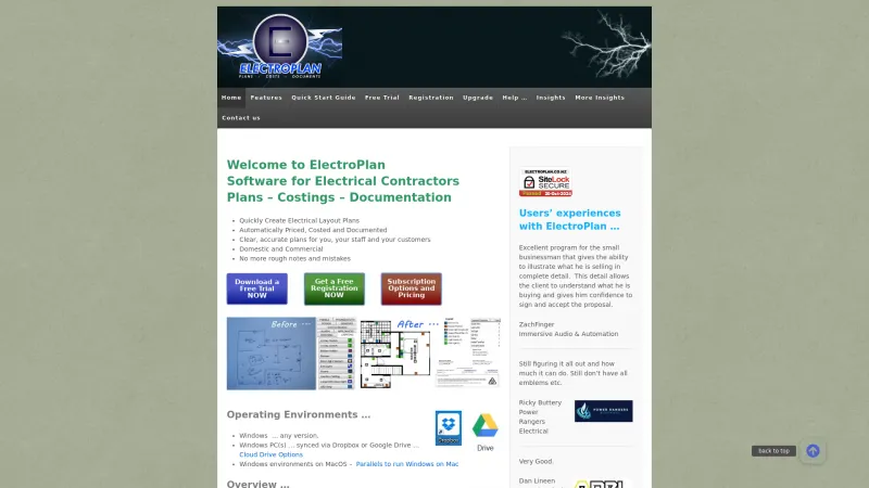 Homepage of ElectroPlan