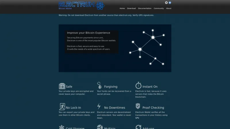 Homepage of Electrum