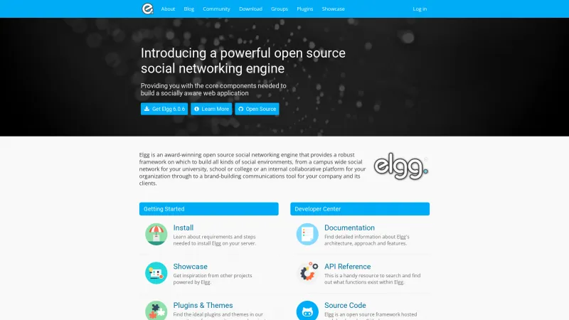 Homepage of Elgg