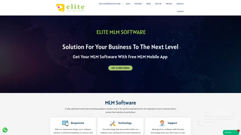 Homepage of Elite MLM