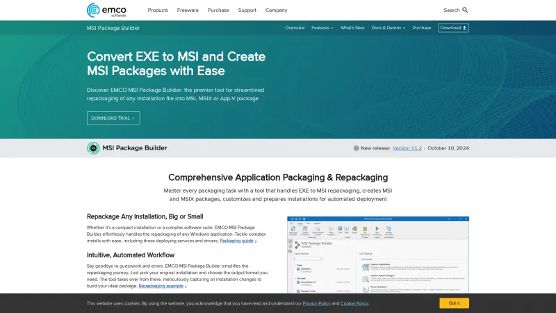 Homepage of EMCO MSI Package Builder