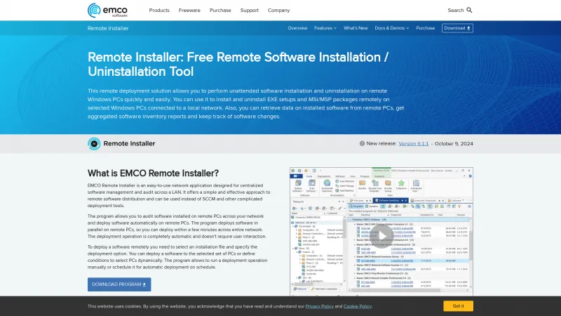 Homepage of EMCO Remote Installer