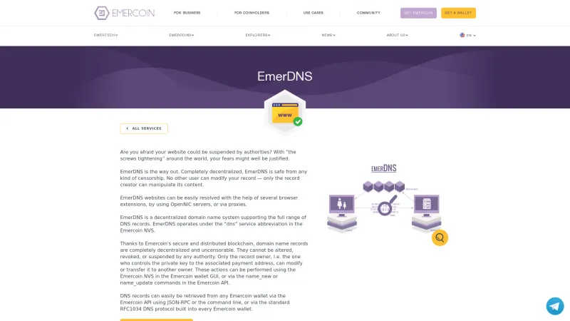 Homepage of EmerDNS