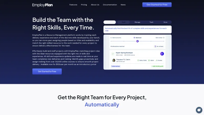 Homepage of EmployPlan