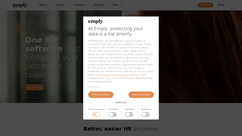 Homepage of Emply Hire