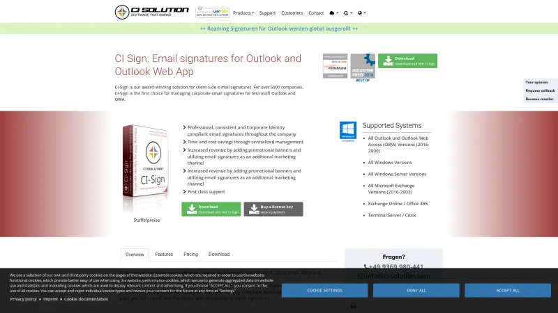 Homepage of CI-Sign