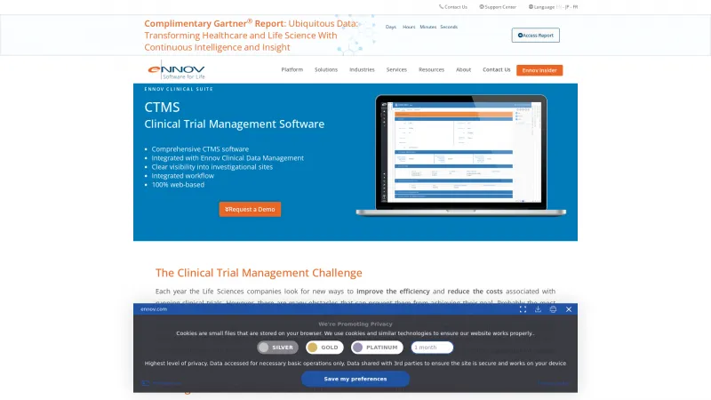 Homepage of Ennov CTMS