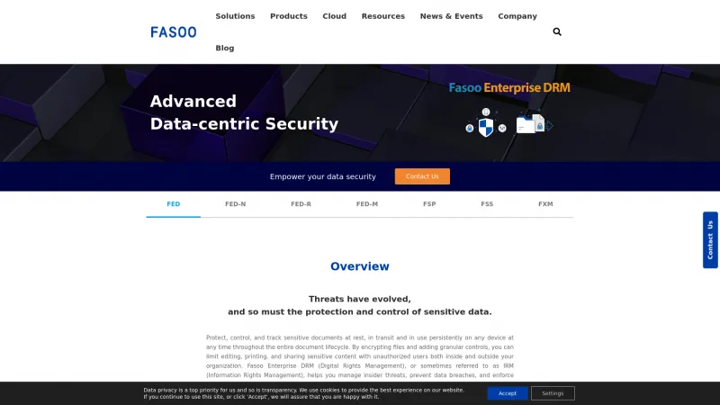 Homepage of Fasoo Enterprise DRM