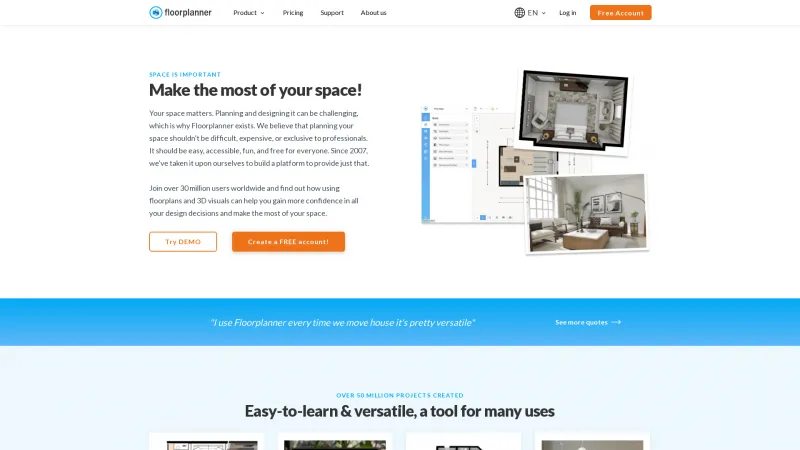 Homepage of FloorPlanner