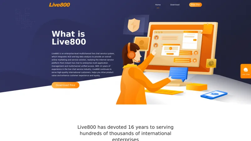 Homepage of Live800