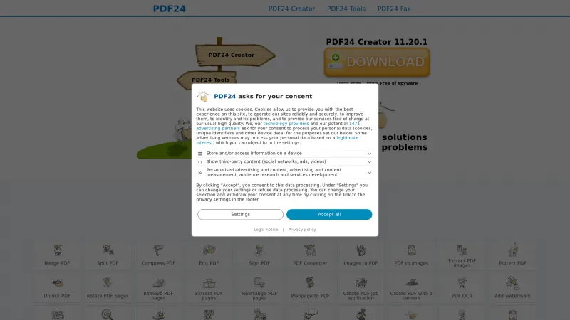 Homepage of PDF24