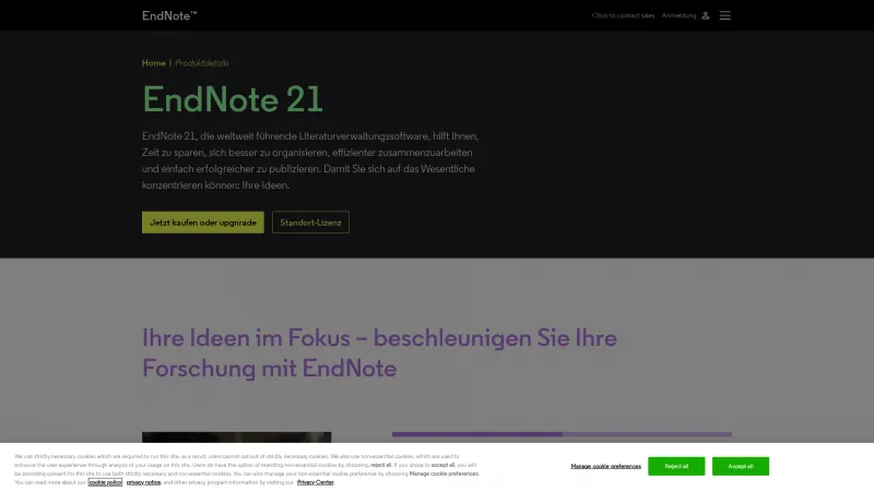 Homepage of EndNote