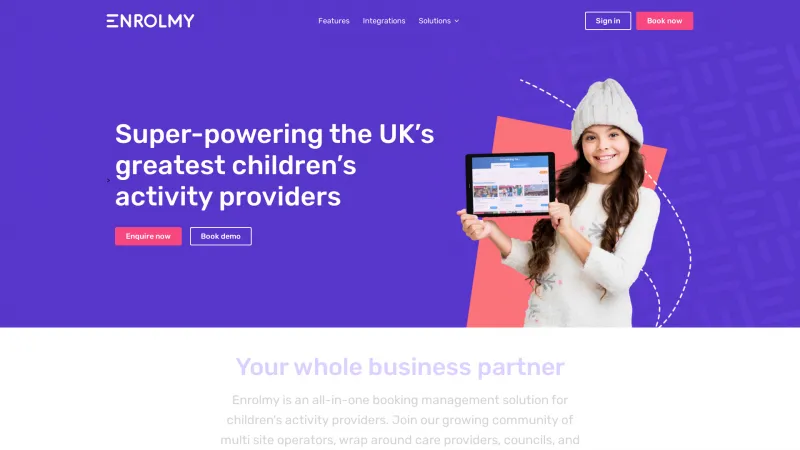 Homepage of Enrolmy