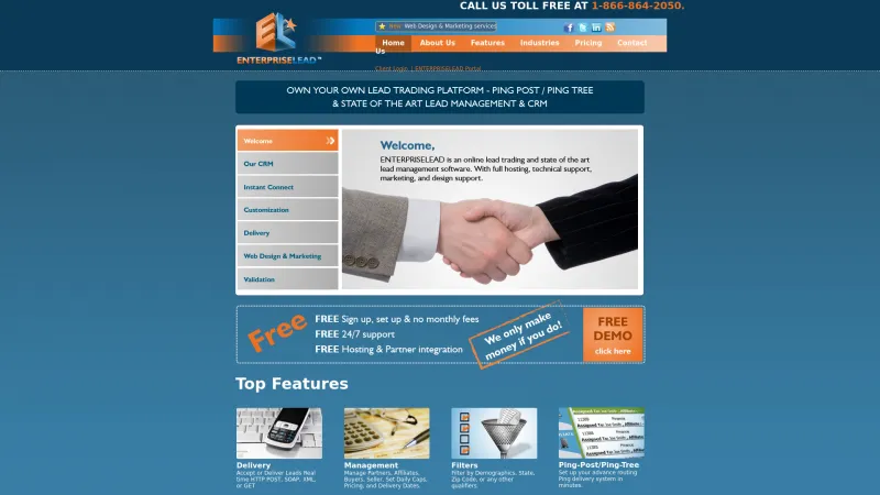 Homepage of EnterpriseLead