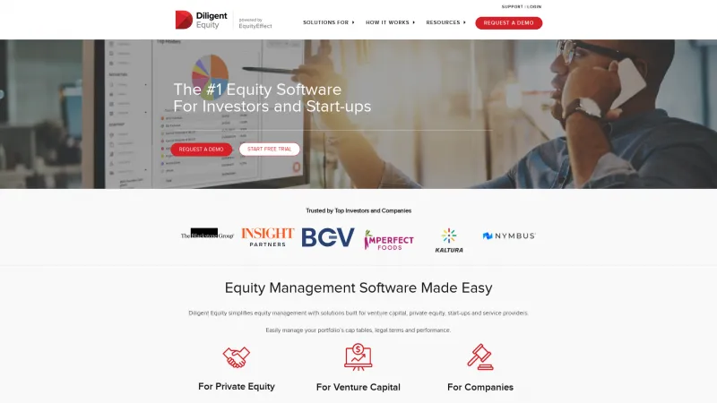 Homepage of Diligent Equity