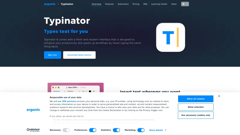 Homepage of Typinator