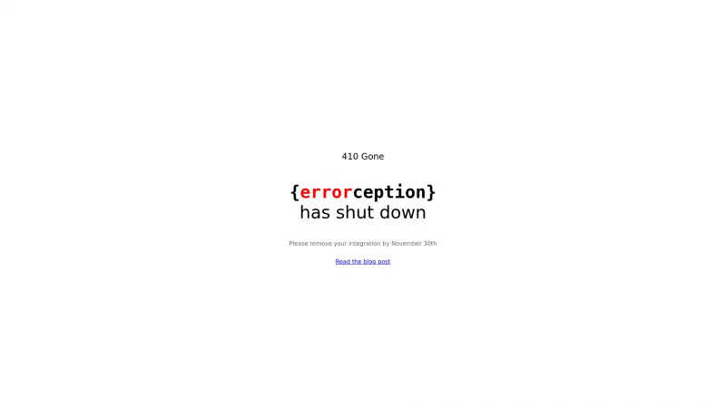 Homepage of Errorception