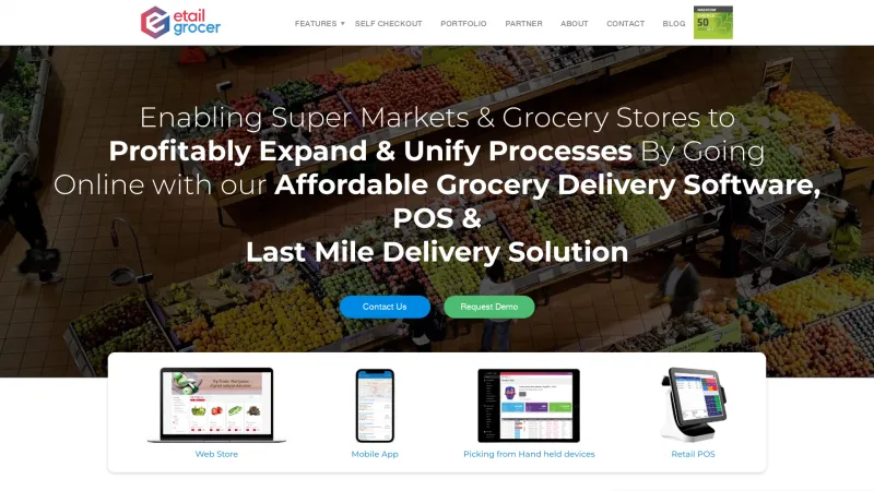 Homepage of Etail Grocer